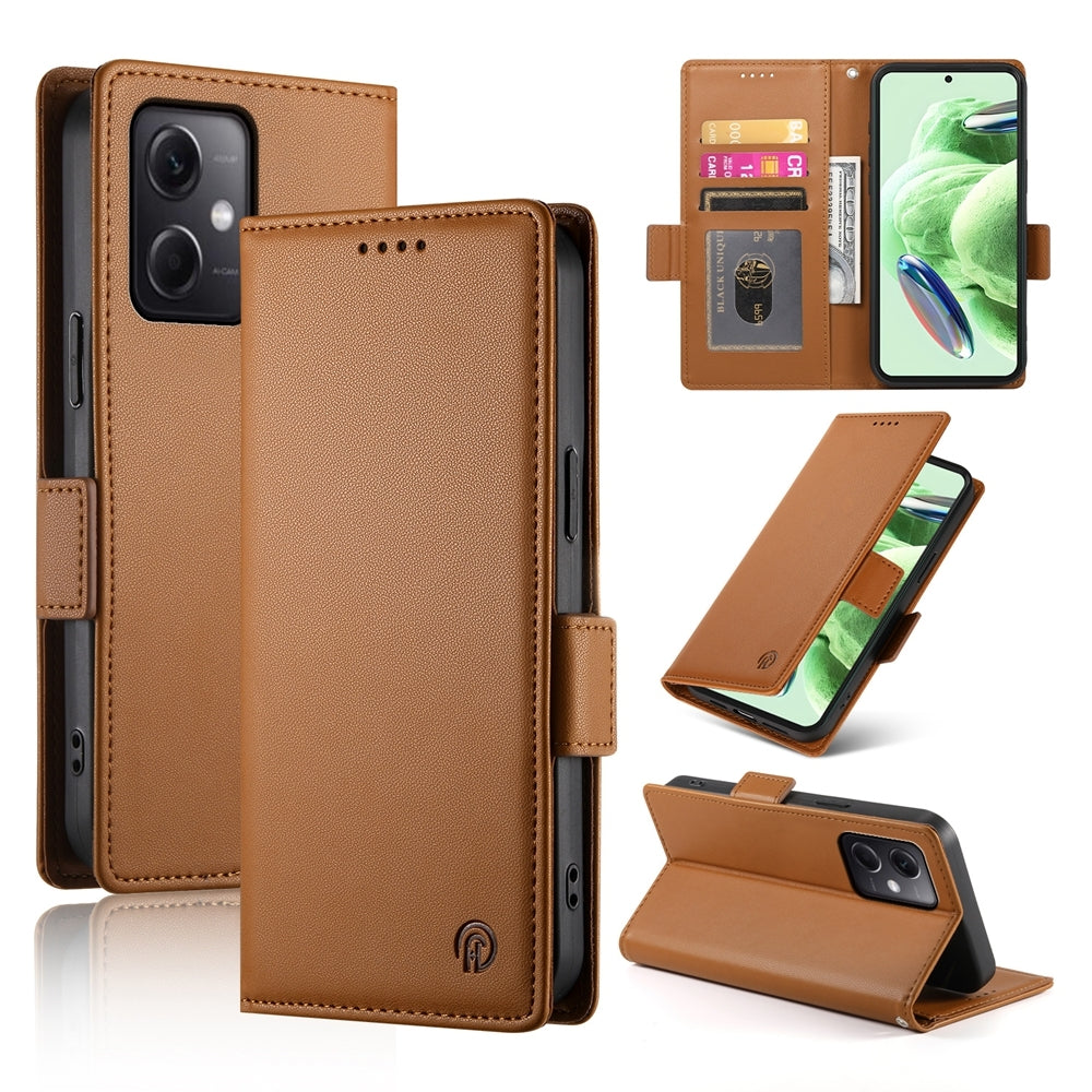 Xiaomi Redmi Note 12 Global India Magnetic Leather Wallet Case with Card Slots, Stand Function & Full Protection