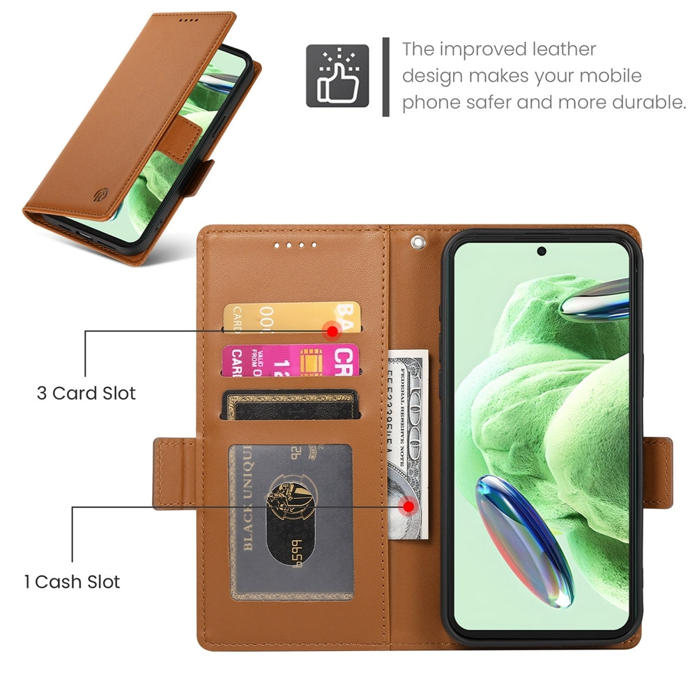 Xiaomi Redmi Note 12 Global India Magnetic Leather Wallet Case with Card Slots, Stand Function & Full Protection