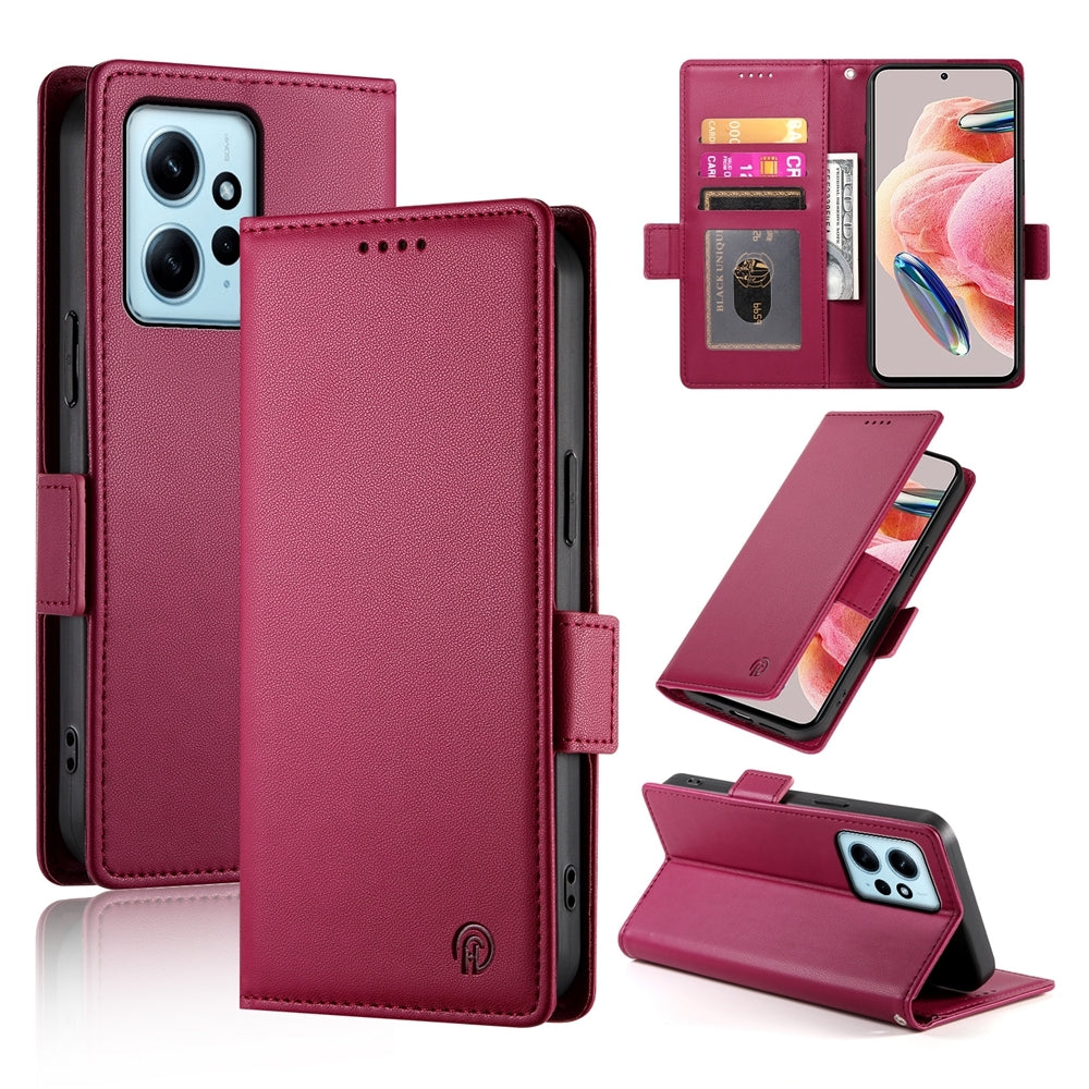 Xiaomi Redmi Note 12 4G Global Magnetic Leather Wallet Case with Card Slots, Stand Function & Full Protection