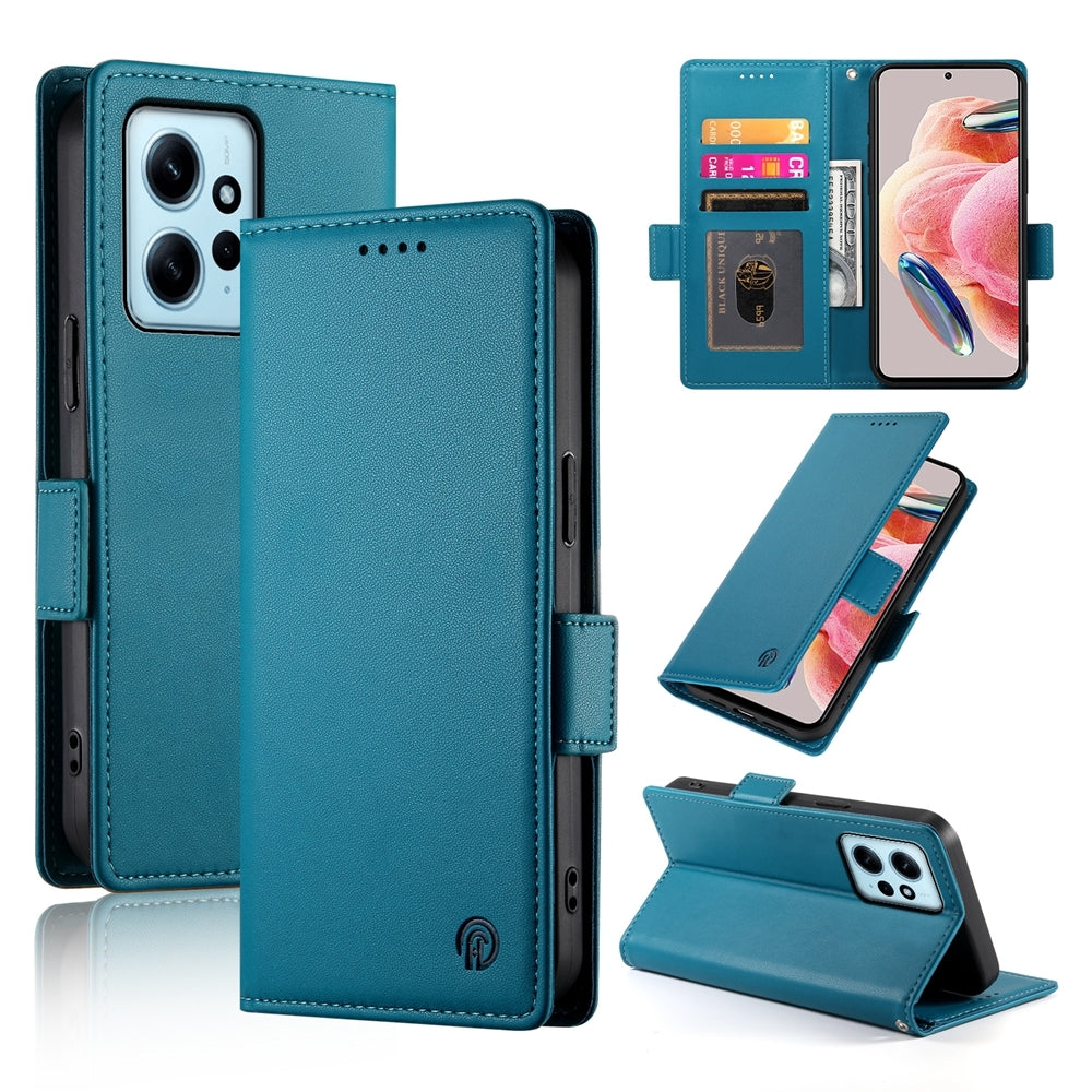 Xiaomi Redmi Note 12 4G Global Magnetic Leather Wallet Case with Card Slots, Stand Function & Full Protection