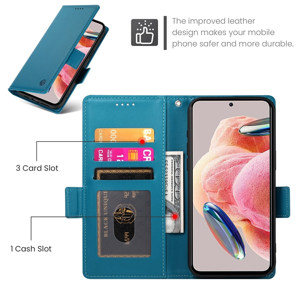 Xiaomi Redmi Note 12 4G Global Magnetic Leather Wallet Case with Card Slots, Stand Function & Full Protection