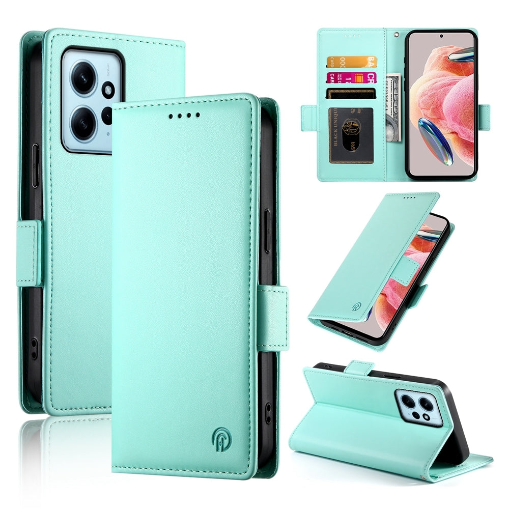 Xiaomi Redmi Note 12 4G Global Magnetic Leather Wallet Case with Card Slots, Stand Function & Full Protection