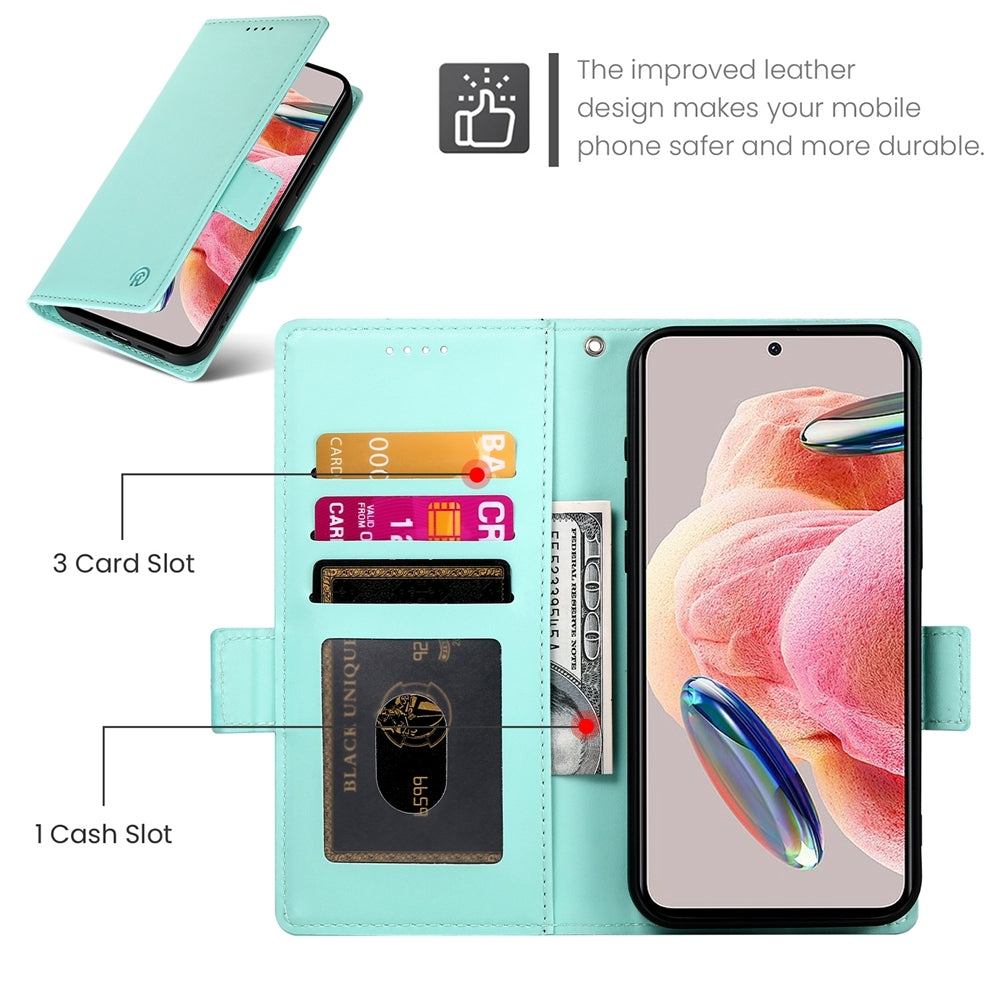 Xiaomi Redmi Note 12 4G Global Magnetic Leather Wallet Case with Card Slots, Stand Function & Full Protection