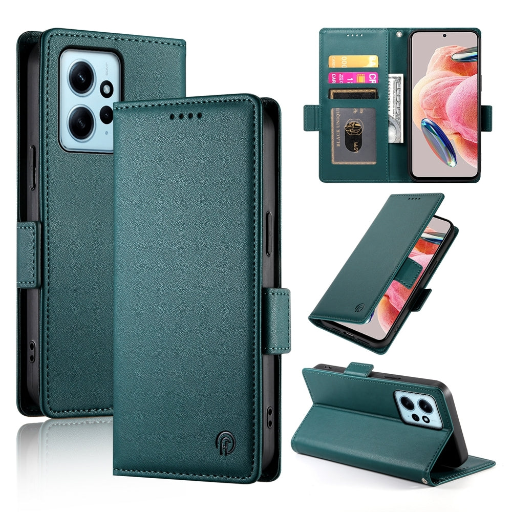 Xiaomi Redmi Note 12 4G Global Magnetic Leather Wallet Case with Card Slots, Stand Function & Full Protection