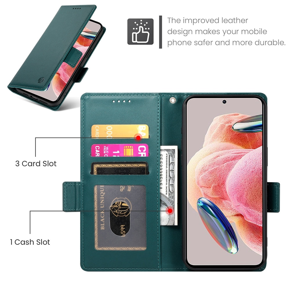 Xiaomi Redmi Note 12 4G Global Magnetic Leather Wallet Case with Card Slots, Stand Function & Full Protection