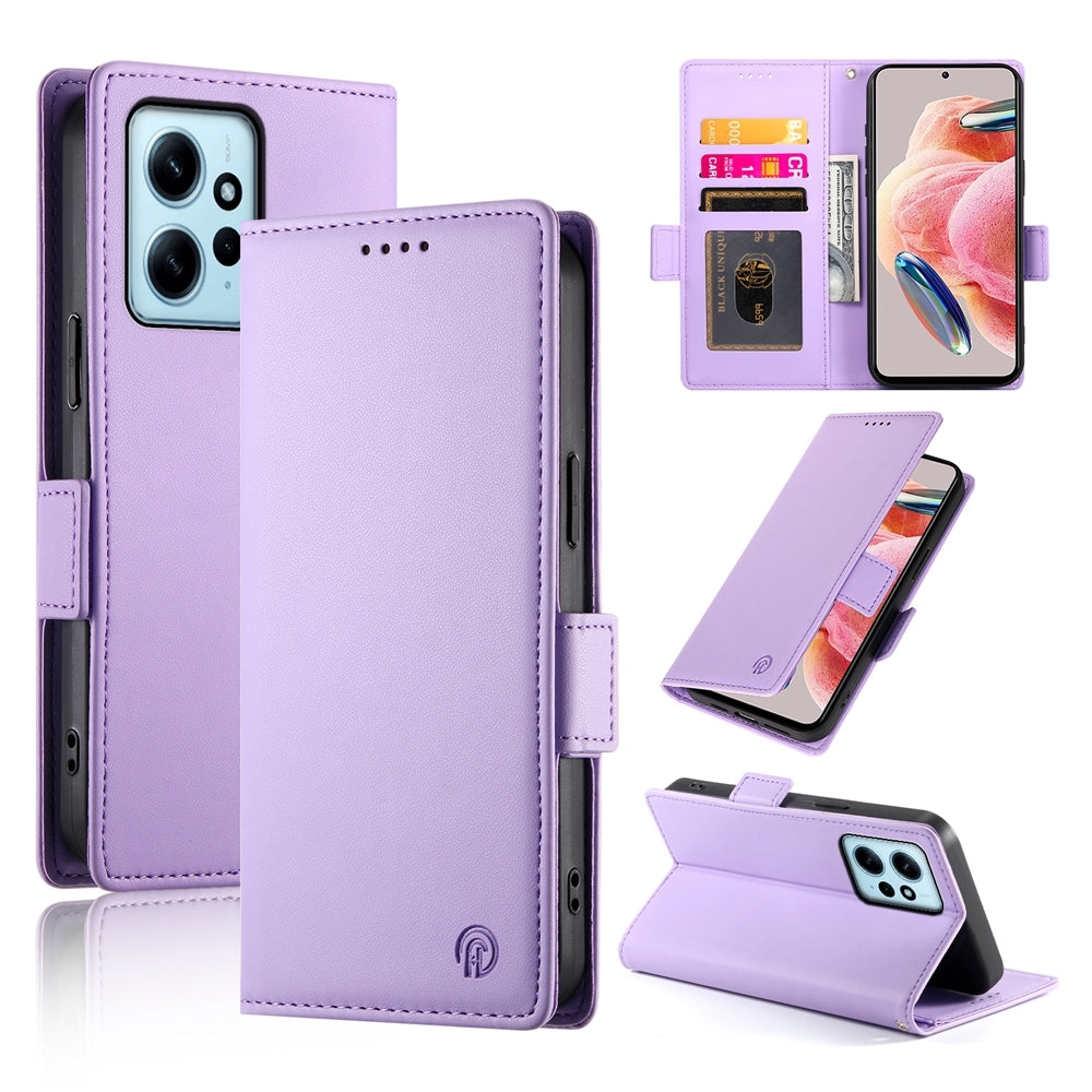 Xiaomi Redmi Note 12 4G Global Magnetic Leather Wallet Case with Card Slots, Stand Function & Full Protection