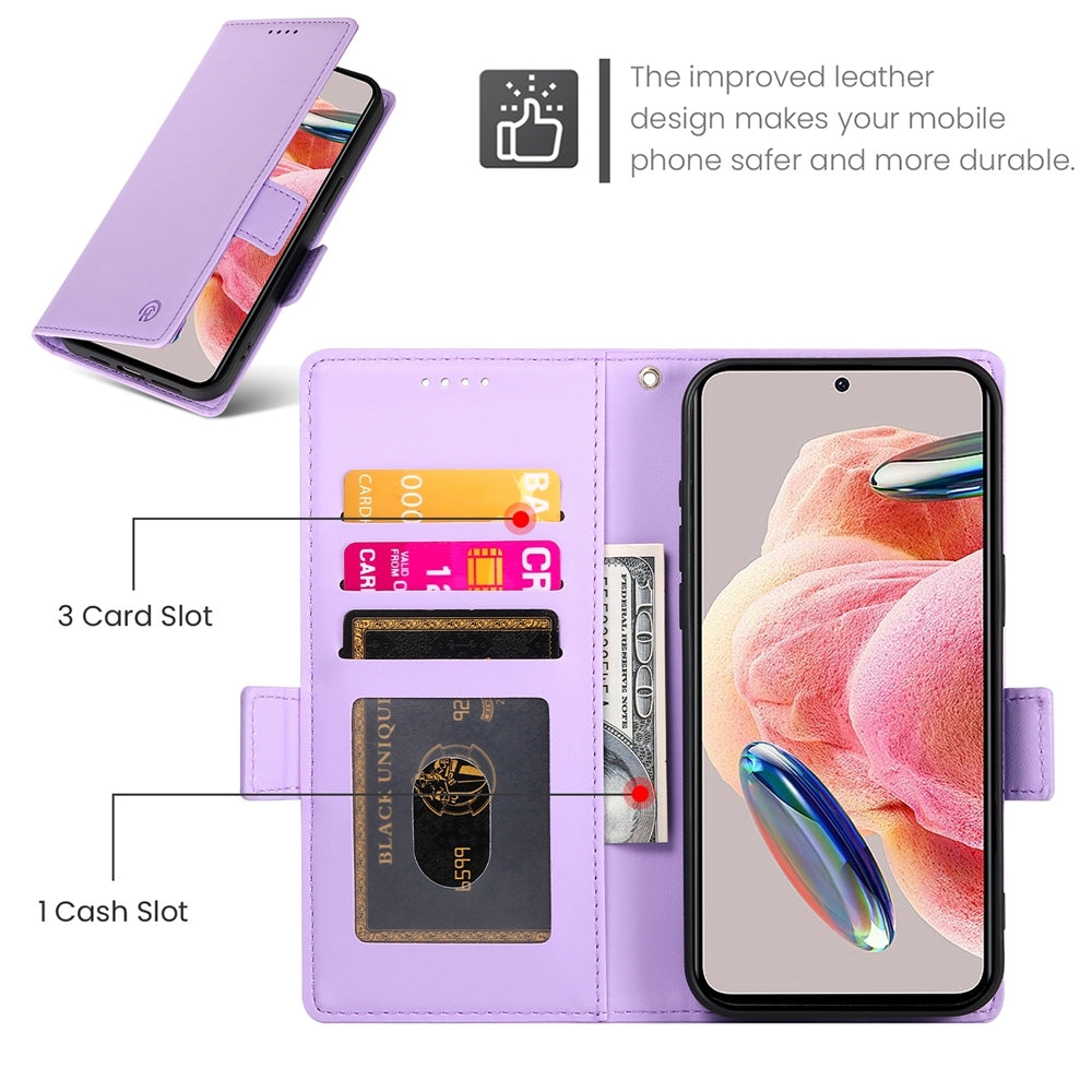 Xiaomi Redmi Note 12 4G Global Magnetic Leather Wallet Case with Card Slots, Stand Function & Full Protection