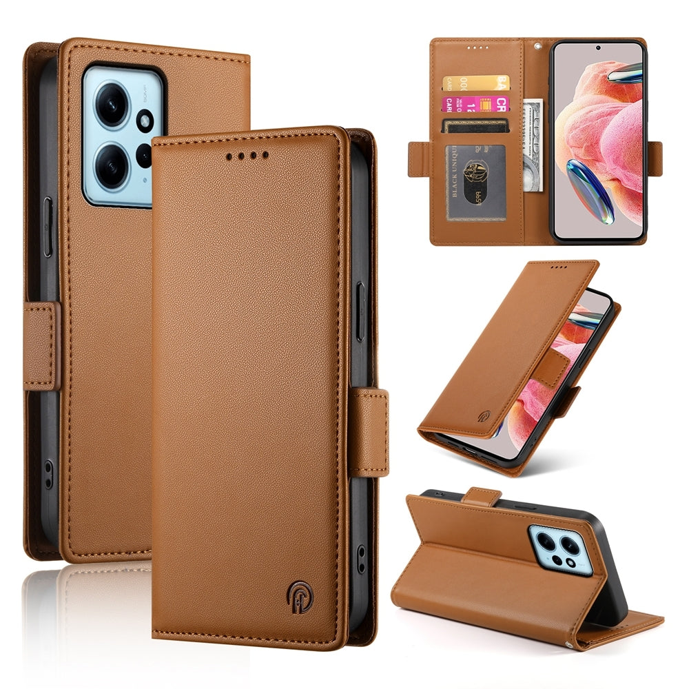 Xiaomi Redmi Note 12 4G Global Magnetic Leather Wallet Case with Card Slots, Stand Function & Full Protection