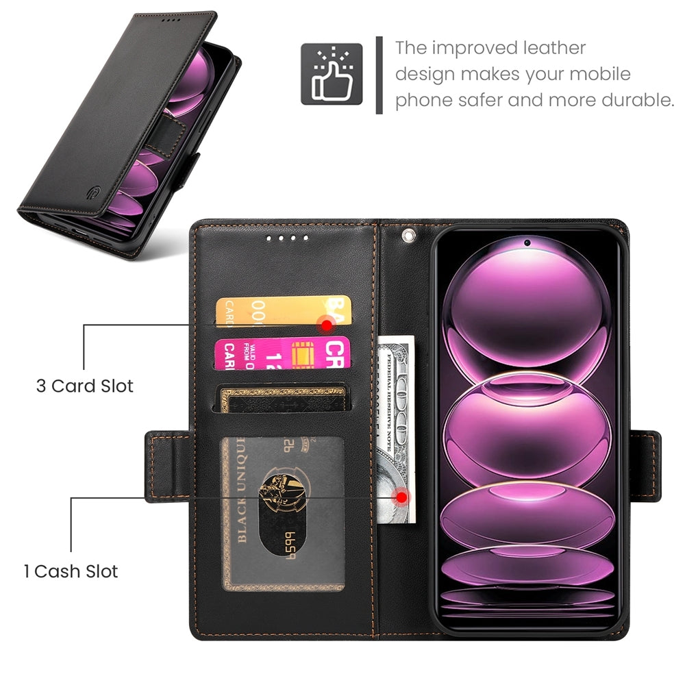 Xiaomi Redmi Note 12 Pro Speed Magnetic Leather Wallet Case with Card Slots, Stand Function & Full Protection