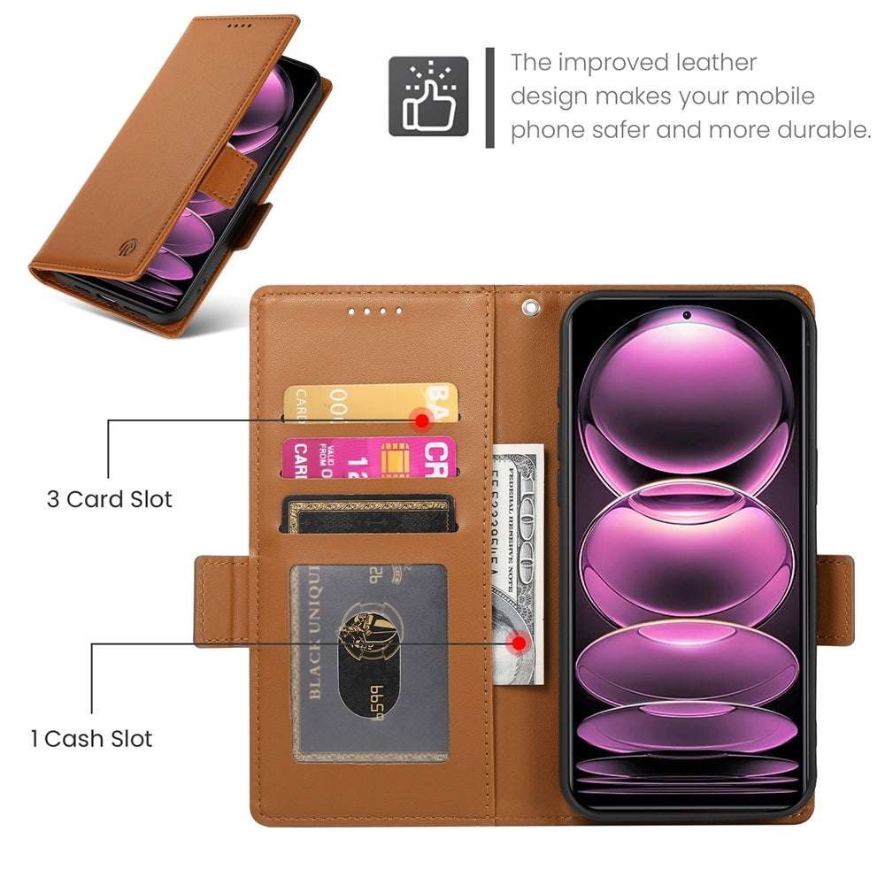 Xiaomi Redmi Note 12 Pro Speed Magnetic Leather Wallet Case with Card Slots, Stand Function & Full Protection