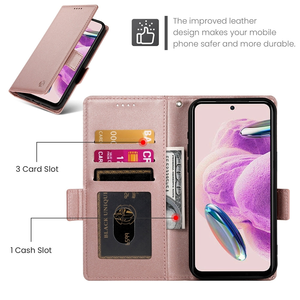 Xiaomi Redmi Note 12S 4G Magnetic Leather Wallet Case with Card Slots, Stand Function & Full Protection