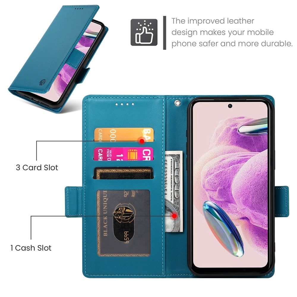 Xiaomi Redmi Note 12S 4G Magnetic Leather Wallet Case with Card Slots, Stand Function & Full Protection