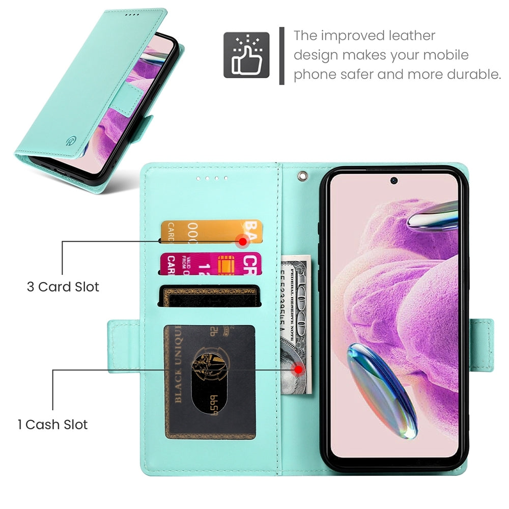Xiaomi Redmi Note 12S 4G Magnetic Leather Wallet Case with Card Slots, Stand Function & Full Protection