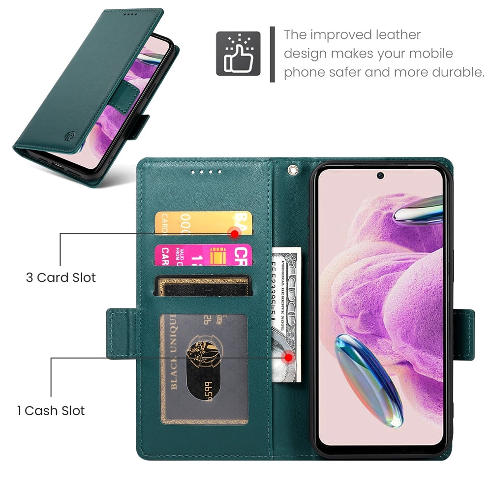 Xiaomi Redmi Note 12S 4G Magnetic Leather Wallet Case with Card Slots, Stand Function & Full Protection