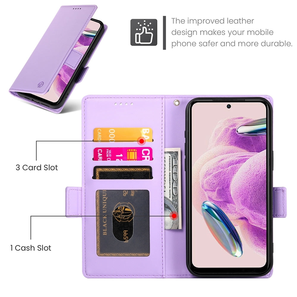 Xiaomi Redmi Note 12S 4G Magnetic Leather Wallet Case with Card Slots, Stand Function & Full Protection
