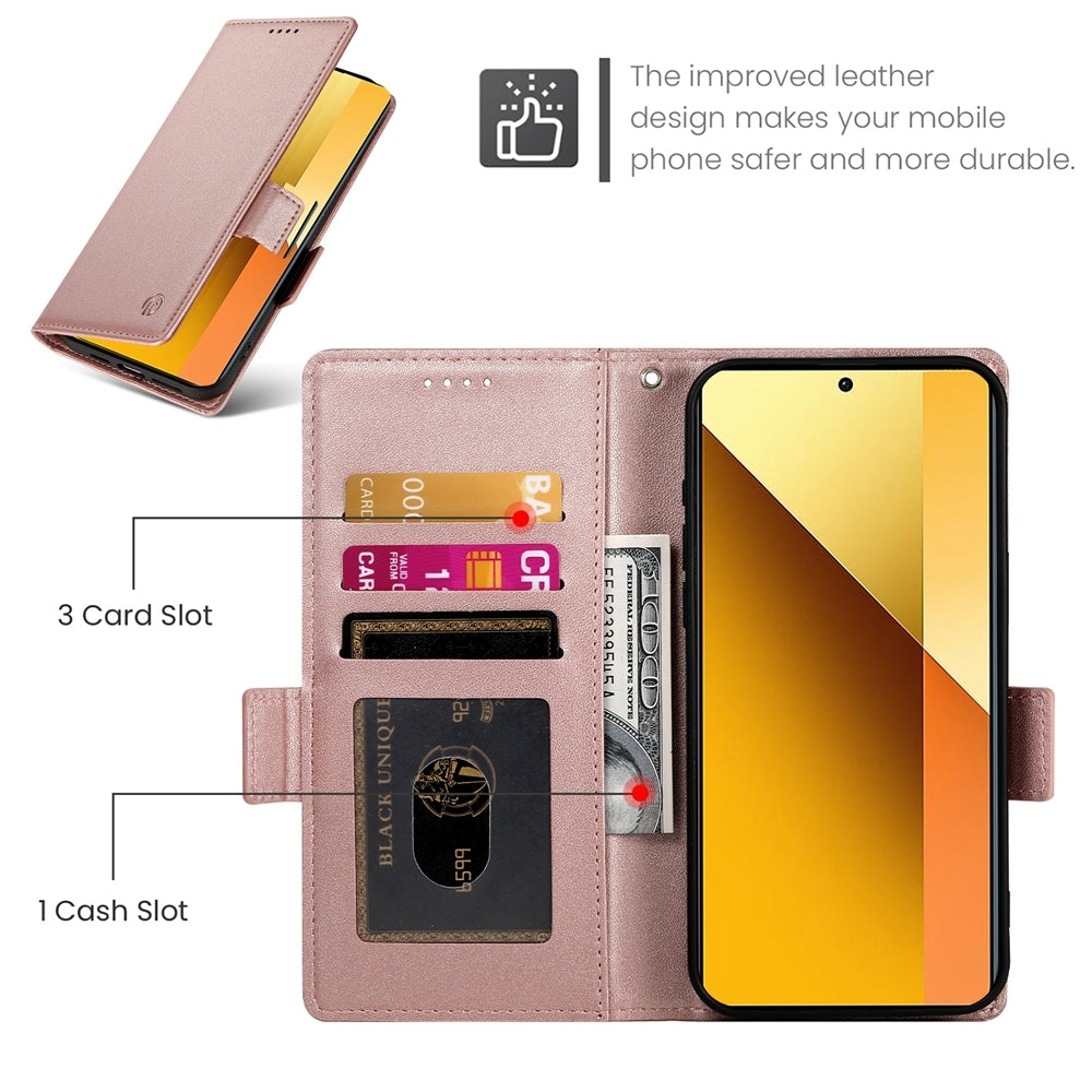 Xiaomi Redmi Note 13 5G Magnetic Leather Wallet Case with Card Slots, Stand Function & Full Protection