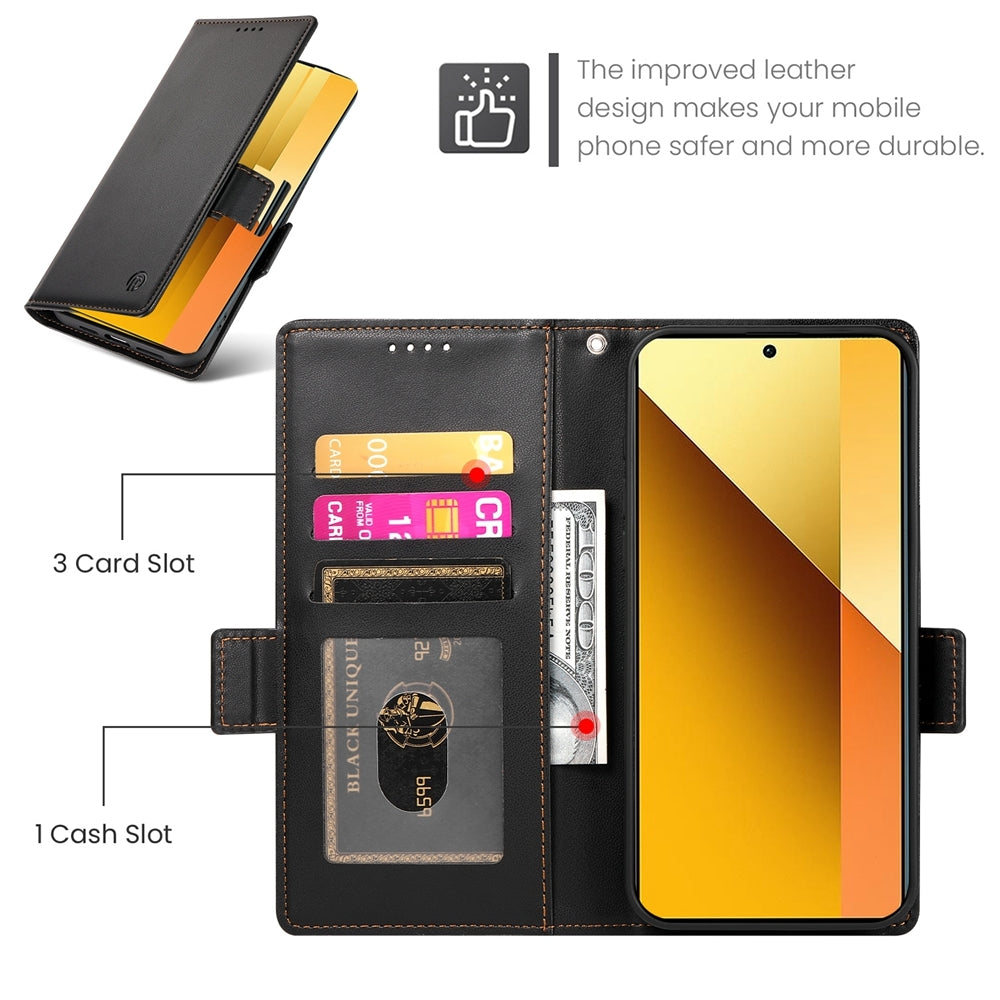Xiaomi Redmi Note 13 5G Magnetic Leather Wallet Case with Card Slots, Stand Function & Full Protection