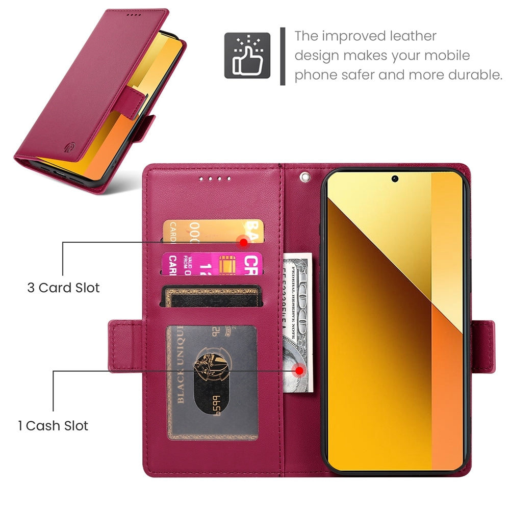 Xiaomi Redmi Note 13 5G Magnetic Leather Wallet Case with Card Slots, Stand Function & Full Protection