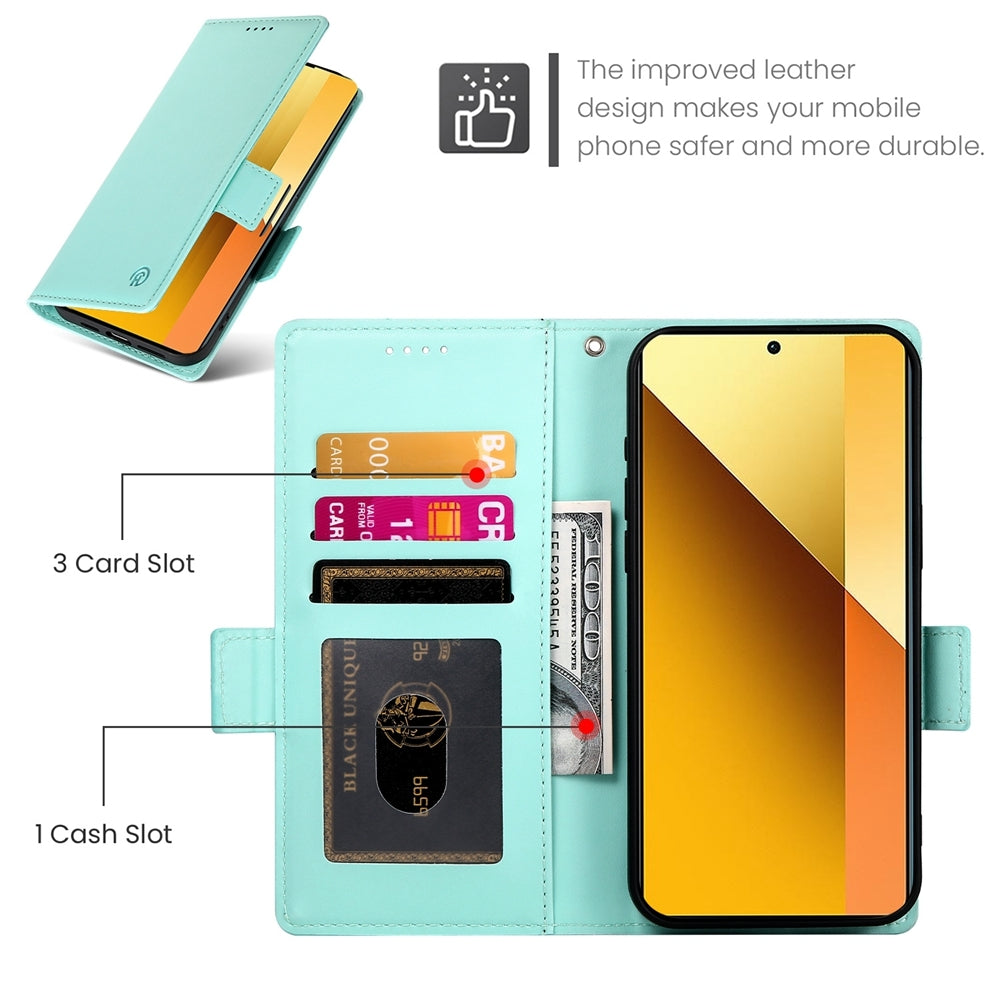 Xiaomi Redmi Note 13 5G Magnetic Leather Wallet Case with Card Slots, Stand Function & Full Protection