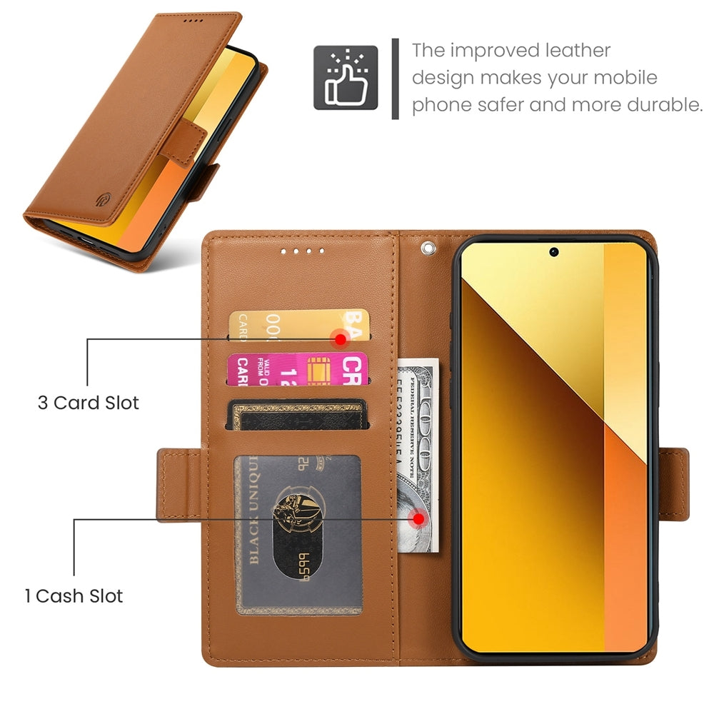 Xiaomi Redmi Note 13 5G Magnetic Leather Wallet Case with Card Slots, Stand Function & Full Protection