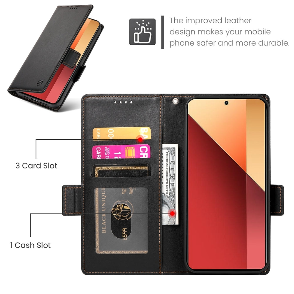 Xiaomi Redmi Note 13 Pro 4G Magnetic Leather Wallet Case with Card Slots, Stand Function & Full Protection