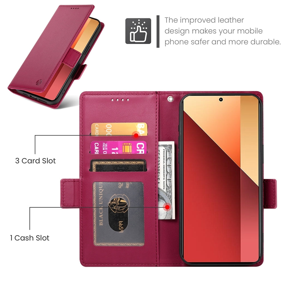 Xiaomi Redmi Note 13 Pro 4G Magnetic Leather Wallet Case with Card Slots, Stand Function & Full Protection