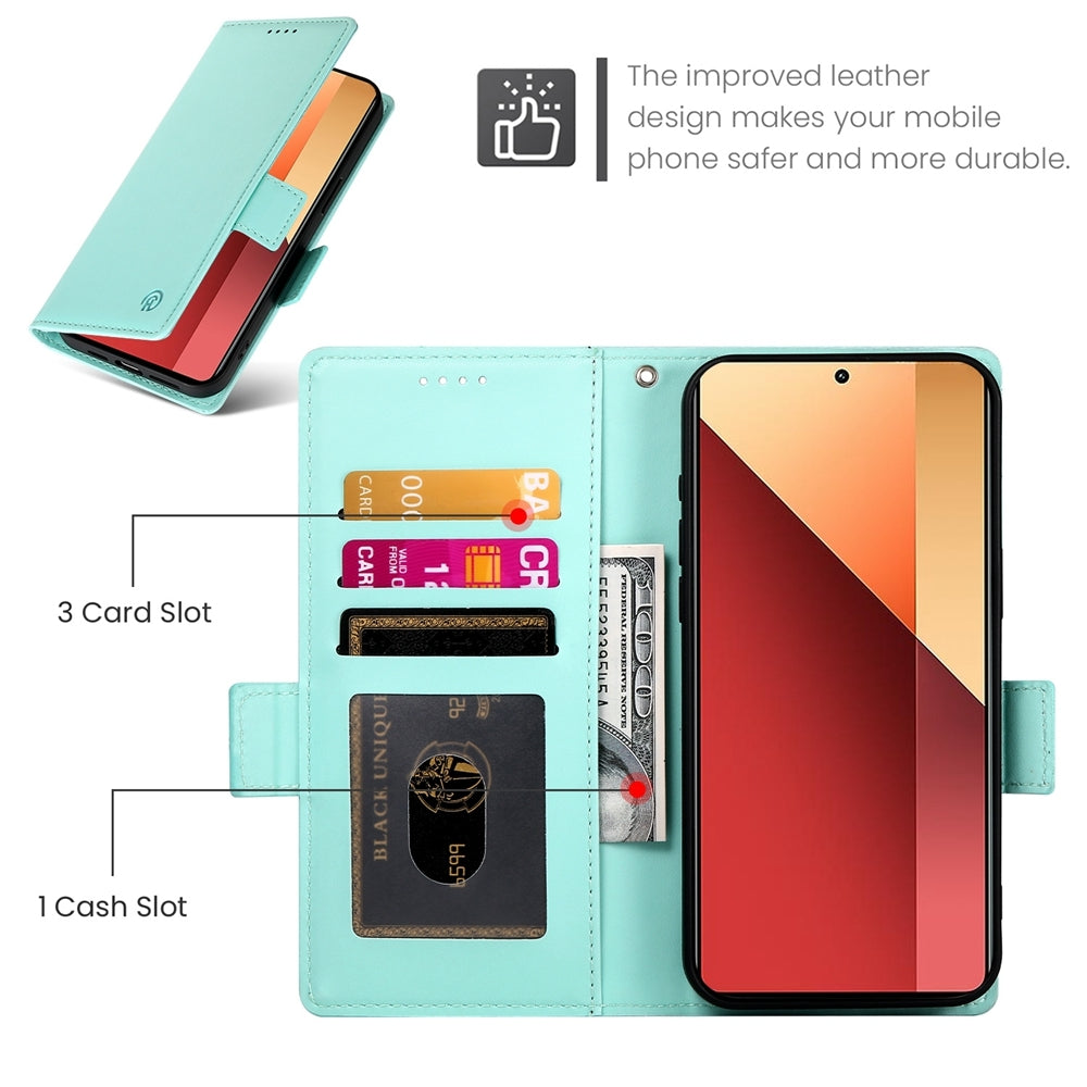 Xiaomi Redmi Note 13 Pro 4G Magnetic Leather Wallet Case with Card Slots, Stand Function & Full Protection