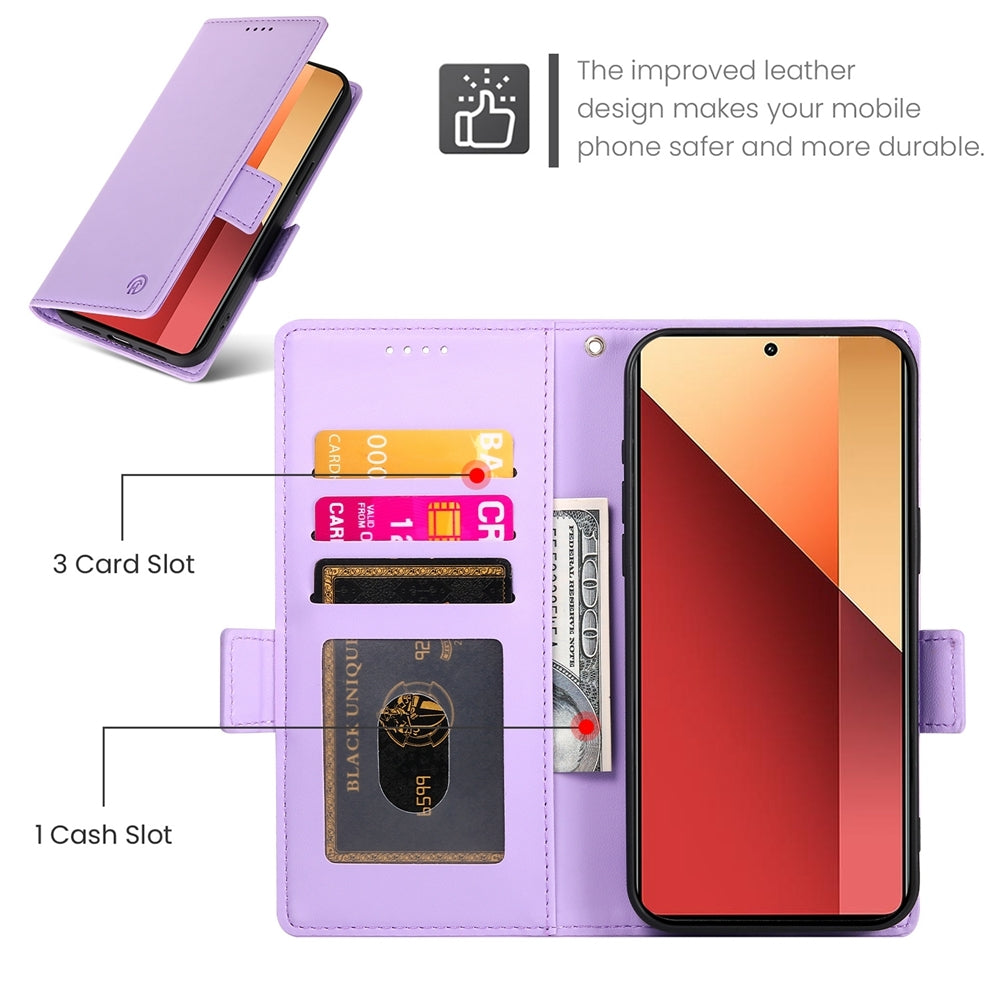 Xiaomi Redmi Note 13 Pro 4G Magnetic Leather Wallet Case with Card Slots, Stand Function & Full Protection