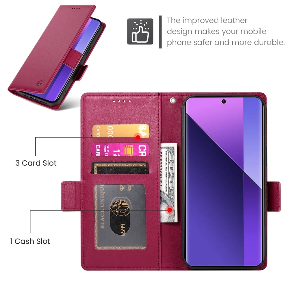 Xiaomi Redmi Note 13 Pro+ Magnetic Leather Wallet Case with Card Slots, Stand Function & Full Protection