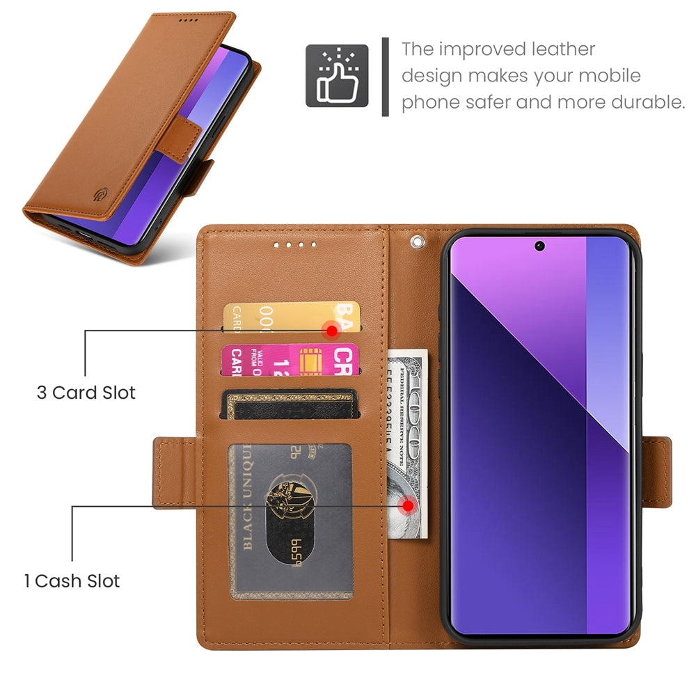 Xiaomi Redmi Note 13 Pro+ Magnetic Leather Wallet Case with Card Slots, Stand Function & Full Protection