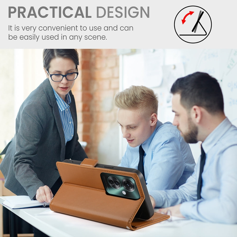 OPPO Reno11 F Magnetic Leather Wallet Case with Card Slots, Stand Function & Full Protection