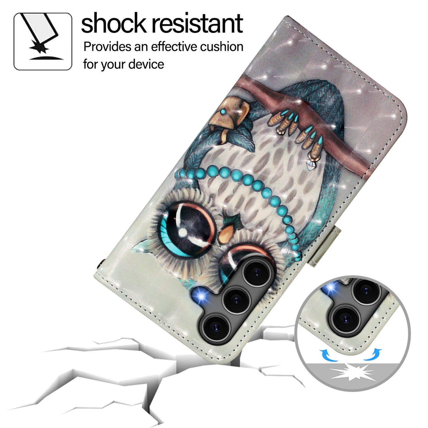 Samsung Galaxy S25+ 5G Leather Flip Phone Case with 3D Painted Design, Card Holder, Wallet & Stand Function - Durable Protection & Easy Access