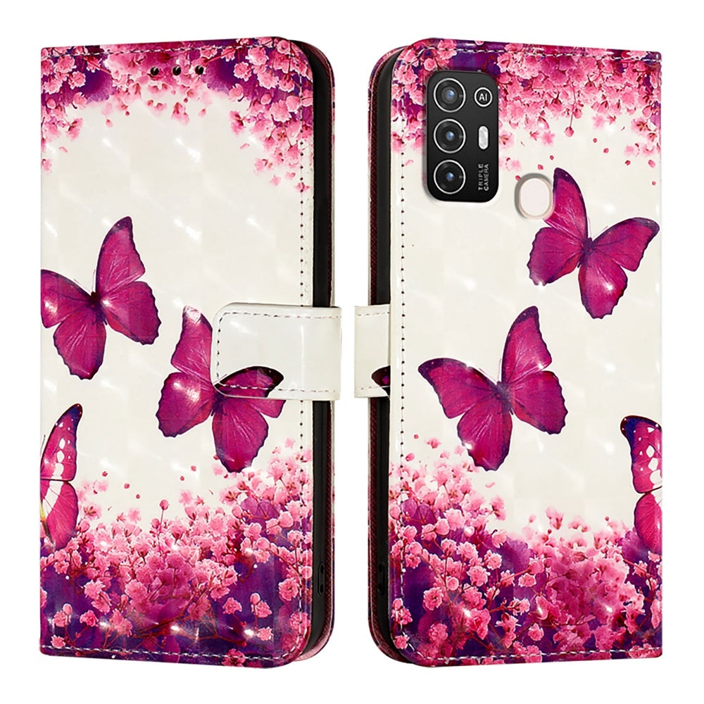 ZTE Blade A52 Leather Flip Phone Case with 3D Painted Design, Card Holder, Wallet & Stand Function - Durable Protection & Easy Access