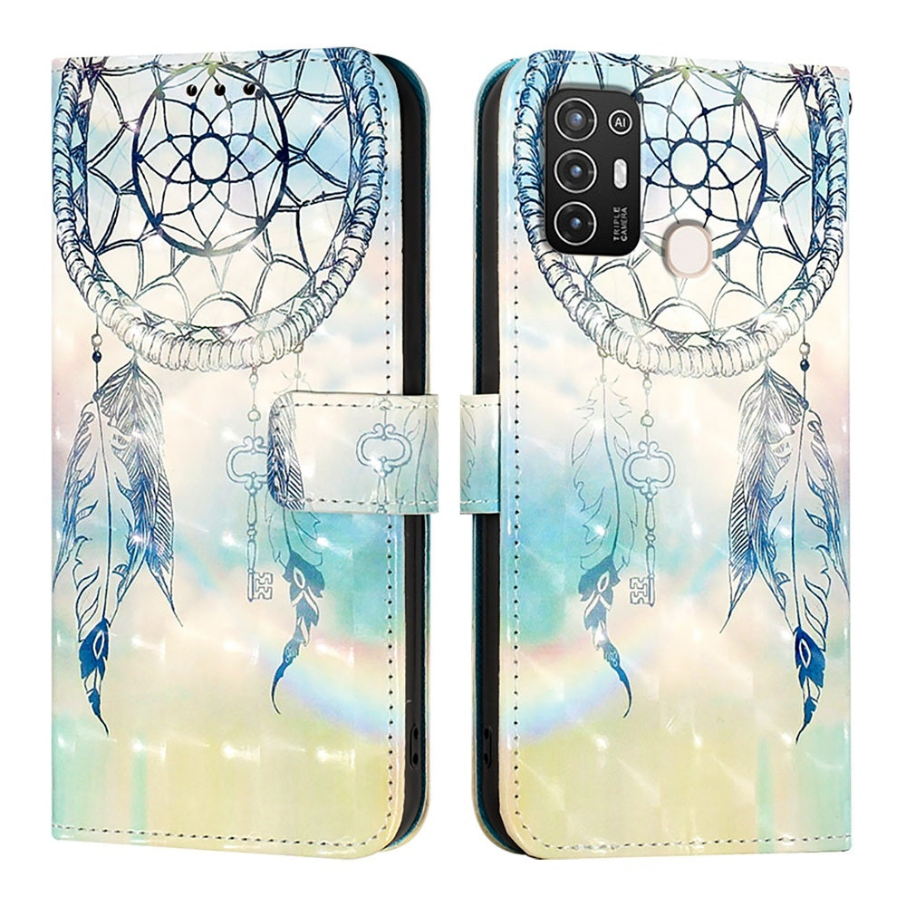 ZTE Blade A52 Leather Flip Phone Case with 3D Painted Design, Card Holder, Wallet & Stand Function - Durable Protection & Easy Access