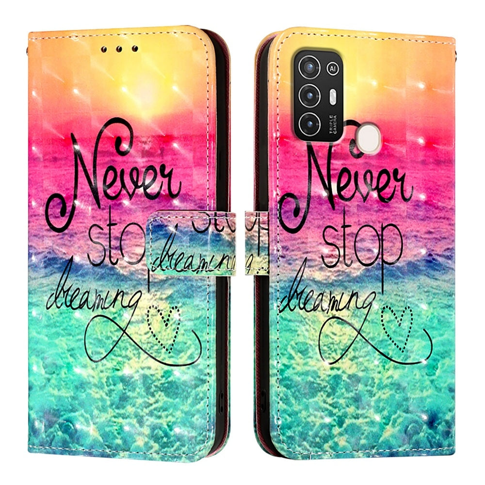 ZTE Blade A52 Leather Flip Phone Case with 3D Painted Design, Card Holder, Wallet & Stand Function - Durable Protection & Easy Access