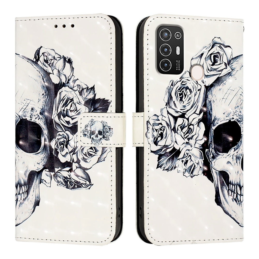 ZTE Blade A52 Leather Flip Phone Case with 3D Painted Design, Card Holder, Wallet & Stand Function - Durable Protection & Easy Access