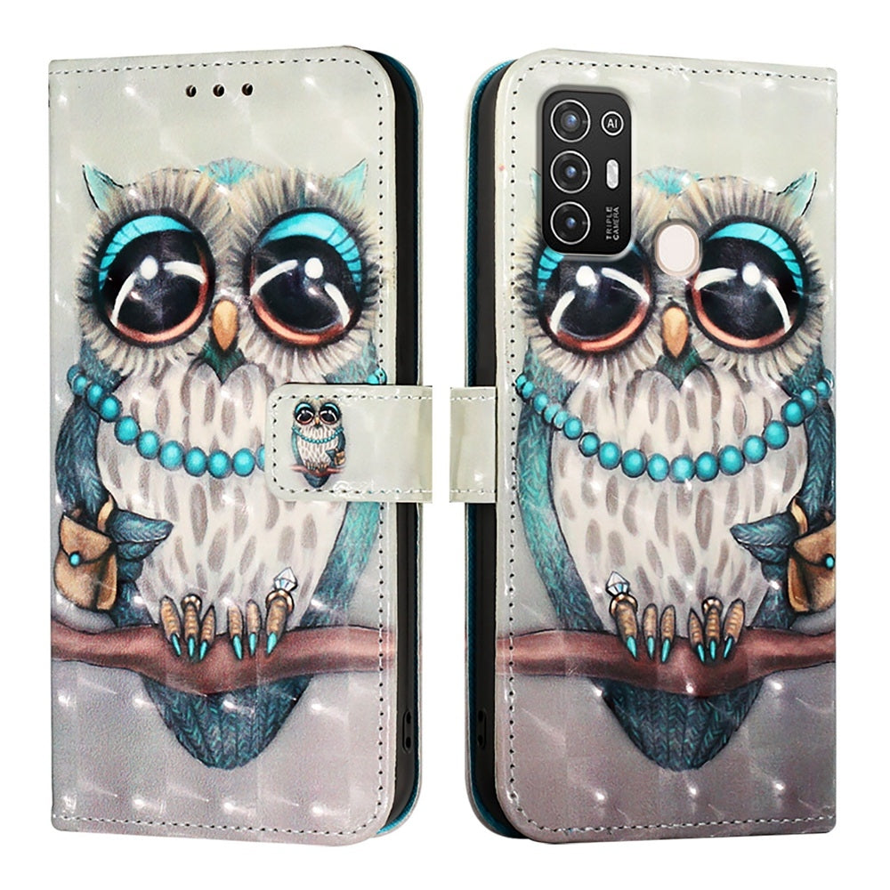 ZTE Blade A52 Leather Flip Phone Case with 3D Painted Design, Card Holder, Wallet & Stand Function - Durable Protection & Easy Access