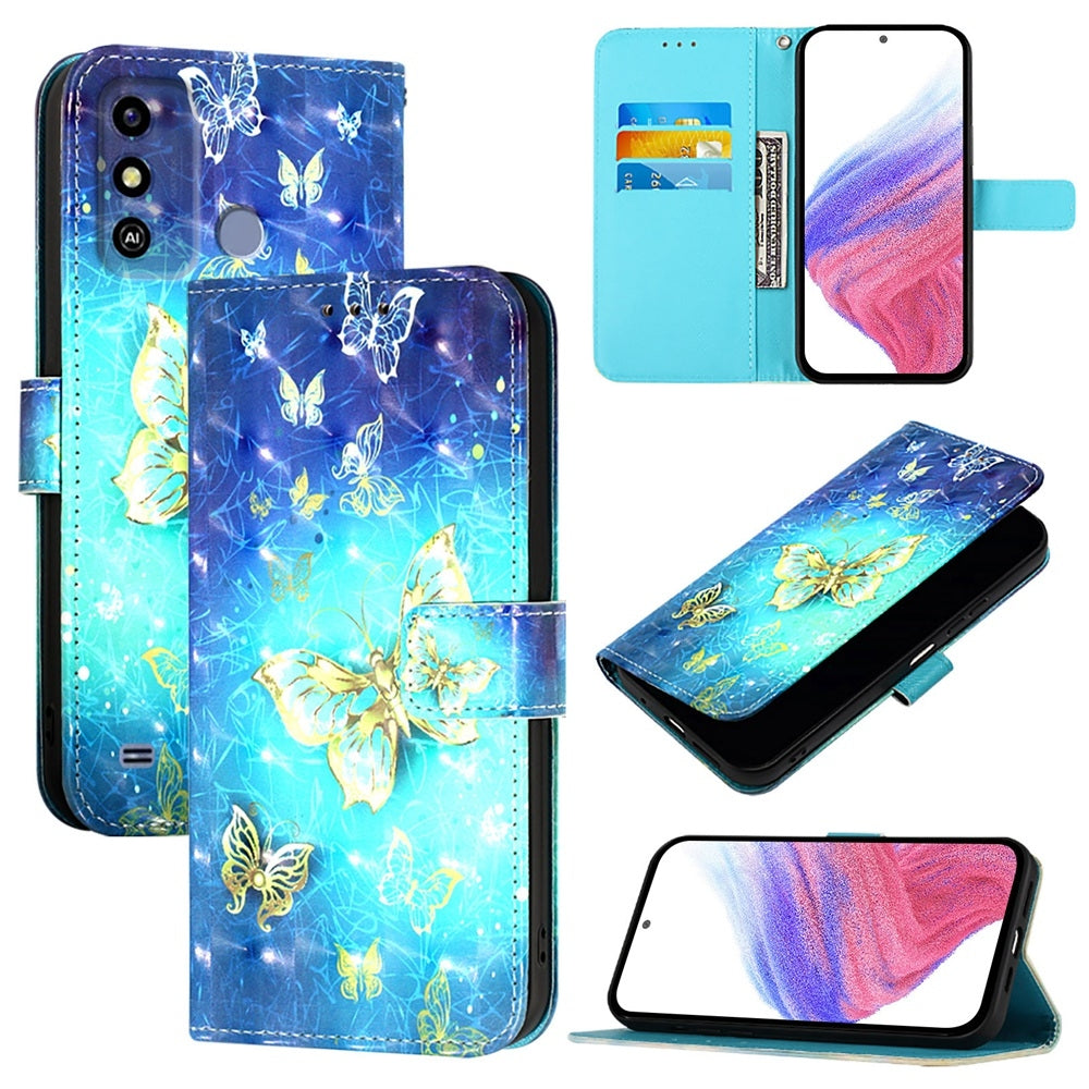 ZTE Blade A53 Leather Flip Phone Case with 3D Painted Design, Card Holder, Wallet & Stand Function - Durable Protection & Easy Access