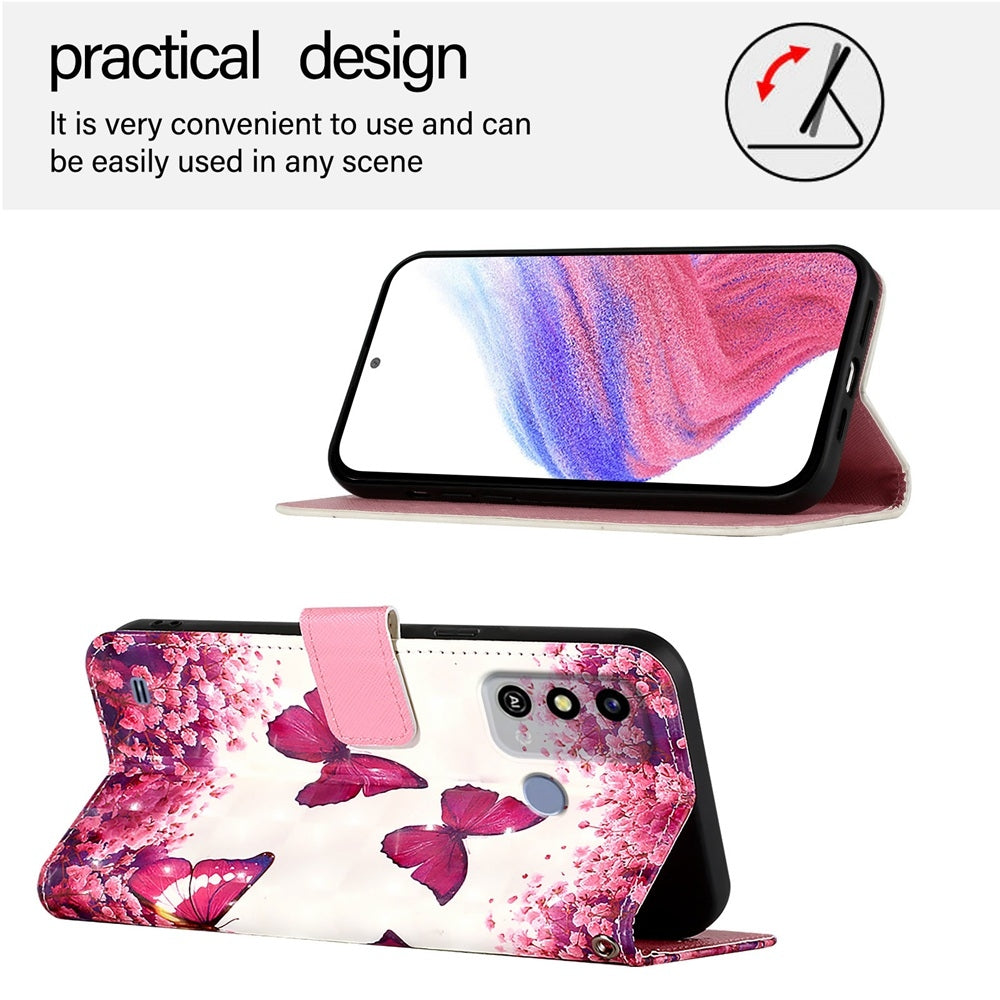ZTE Blade A53 Leather Flip Phone Case with 3D Painted Design, Card Holder, Wallet & Stand Function - Durable Protection & Easy Access