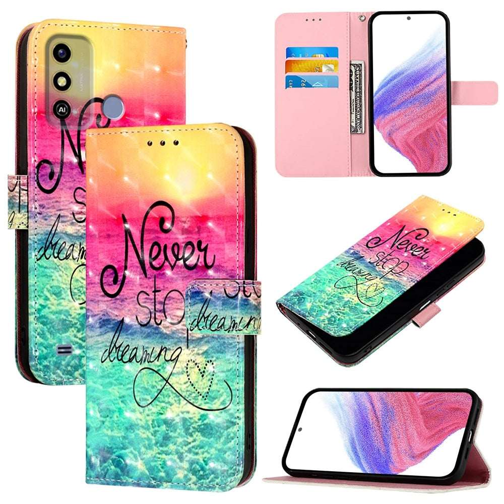 ZTE Blade A53 Leather Flip Phone Case with 3D Painted Design, Card Holder, Wallet & Stand Function - Durable Protection & Easy Access