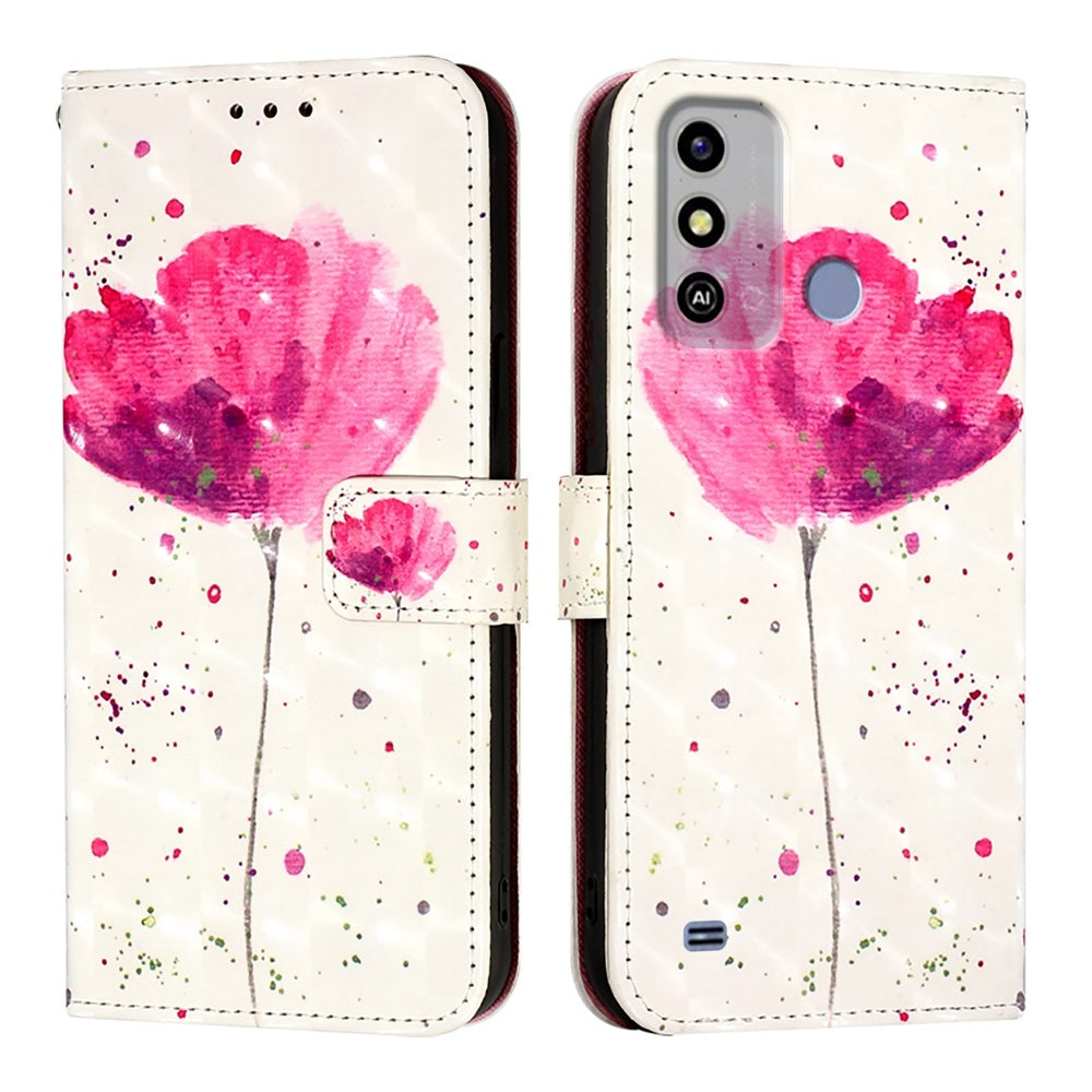ZTE Blade A53 Leather Flip Phone Case with 3D Painted Design, Card Holder, Wallet & Stand Function - Durable Protection & Easy Access