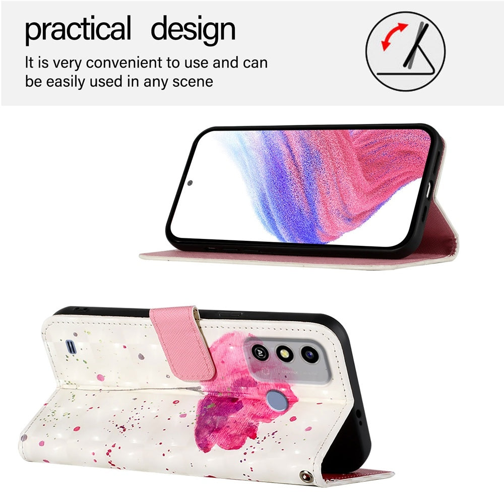ZTE Blade A53 Leather Flip Phone Case with 3D Painted Design, Card Holder, Wallet & Stand Function - Durable Protection & Easy Access