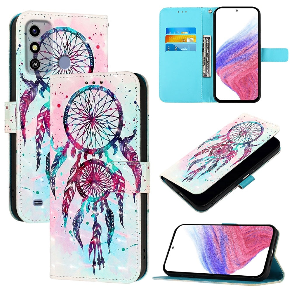 ZTE Blade A53 Leather Flip Phone Case with 3D Painted Design, Card Holder, Wallet & Stand Function - Durable Protection & Easy Access