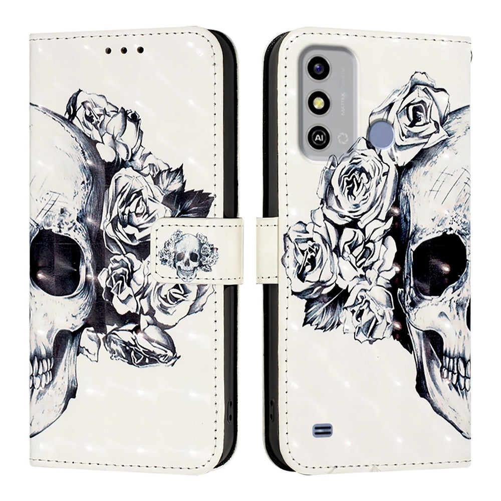 ZTE Blade A53 Leather Flip Phone Case with 3D Painted Design, Card Holder, Wallet & Stand Function - Durable Protection & Easy Access