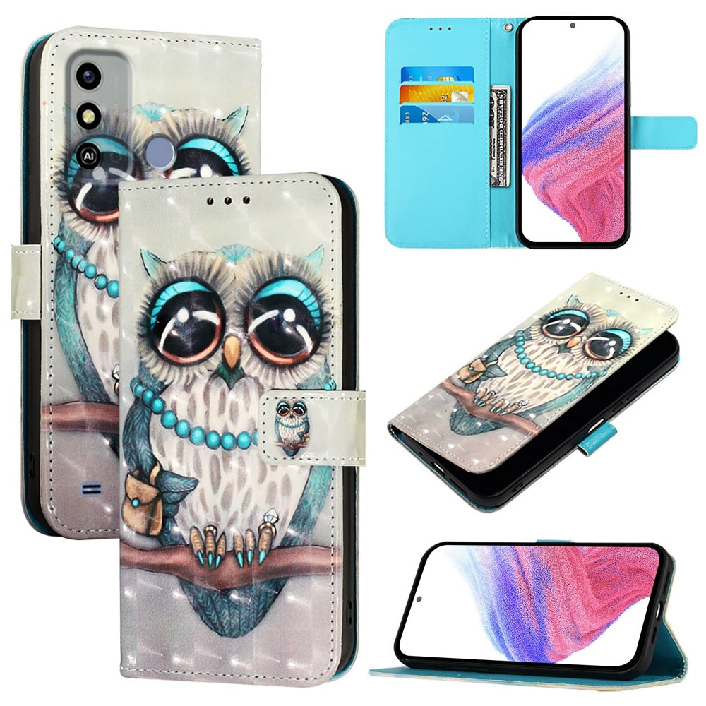 ZTE Blade A53 Leather Flip Phone Case with 3D Painted Design, Card Holder, Wallet & Stand Function - Durable Protection & Easy Access