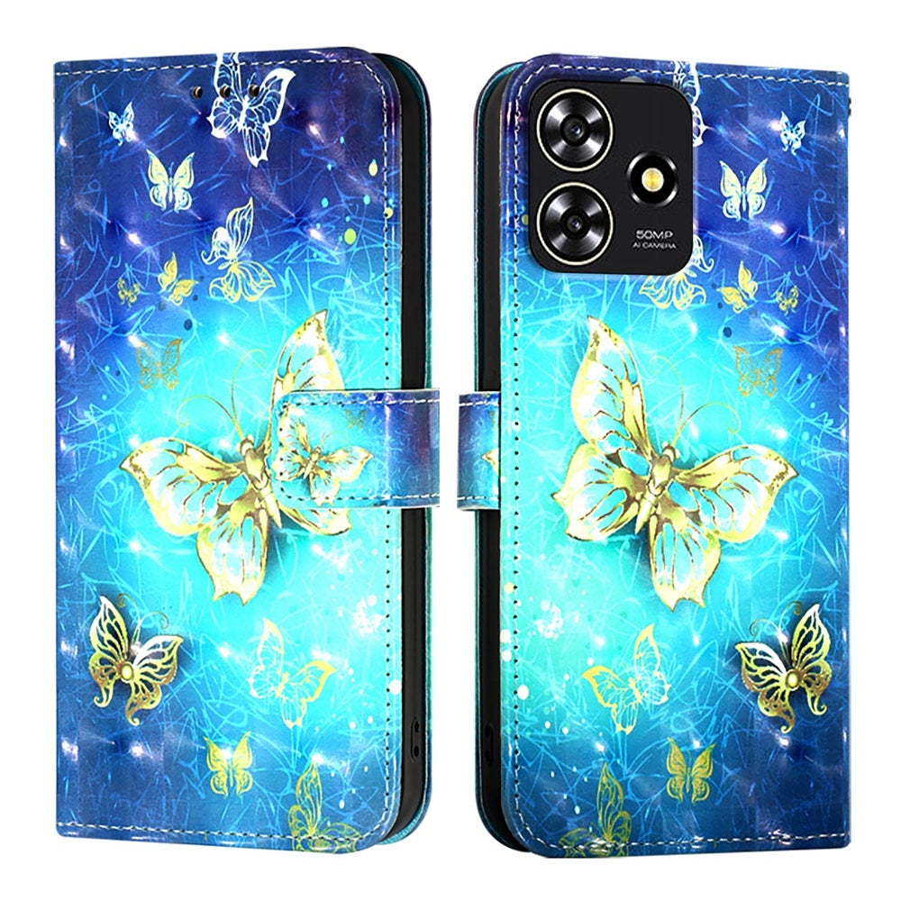 ZTE Blade A73 4G Leather Flip Phone Case with 3D Painted Design, Card Holder, Wallet & Stand Function - Durable Protection & Easy Access
