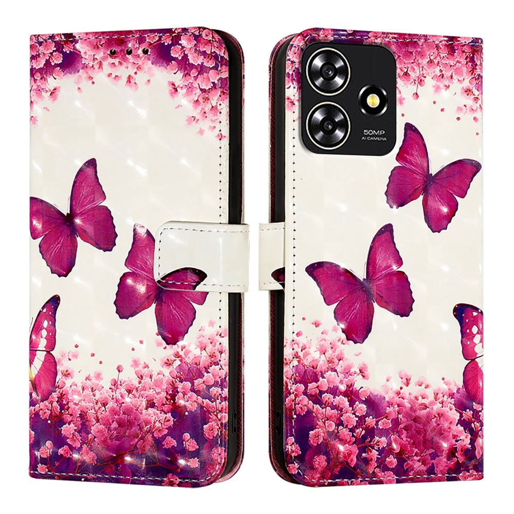 ZTE Blade A73 4G Leather Flip Phone Case with 3D Painted Design, Card Holder, Wallet & Stand Function - Durable Protection & Easy Access