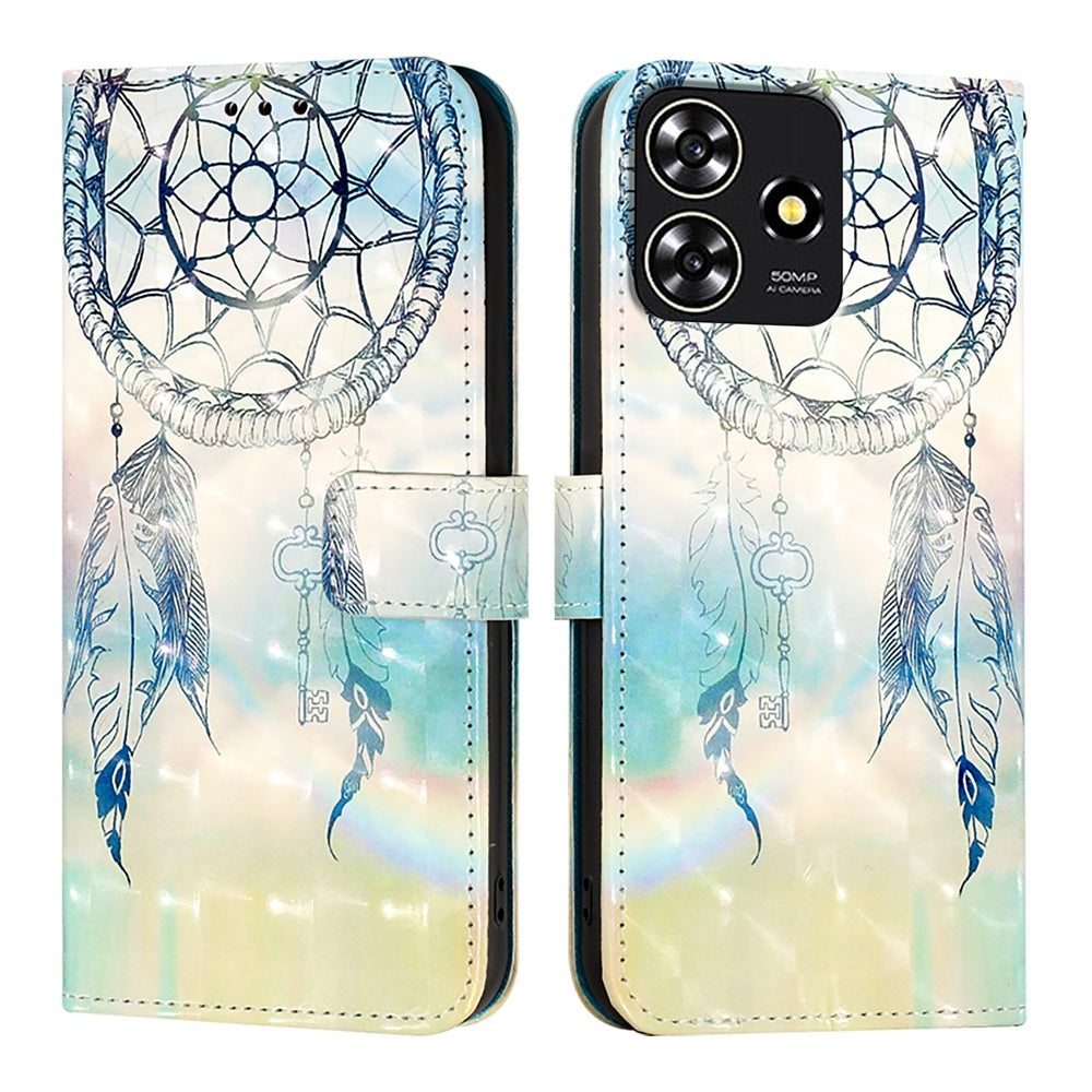 ZTE Blade A73 4G Leather Flip Phone Case with 3D Painted Design, Card Holder, Wallet & Stand Function - Durable Protection & Easy Access