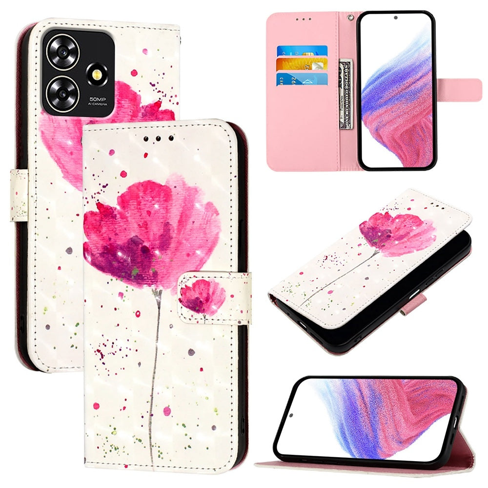 ZTE Blade A73 4G Leather Flip Phone Case with 3D Painted Design, Card Holder, Wallet & Stand Function - Durable Protection & Easy Access
