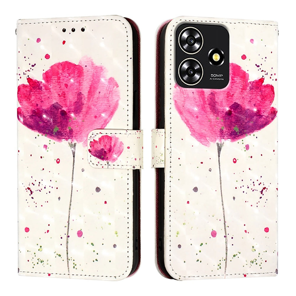 ZTE Blade A73 4G Leather Flip Phone Case with 3D Painted Design, Card Holder, Wallet & Stand Function - Durable Protection & Easy Access